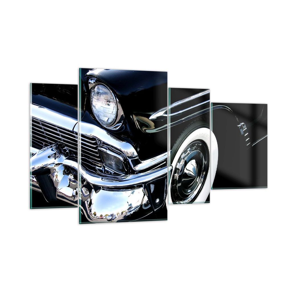 Bilder auf glas - Auto Chrom Kuba - 120x70cm - Glasbilder - Wandbilder - Kunstdruck - zum Aufhängen bereit - Wanddekoration aus Glas - Glas Bilder...
