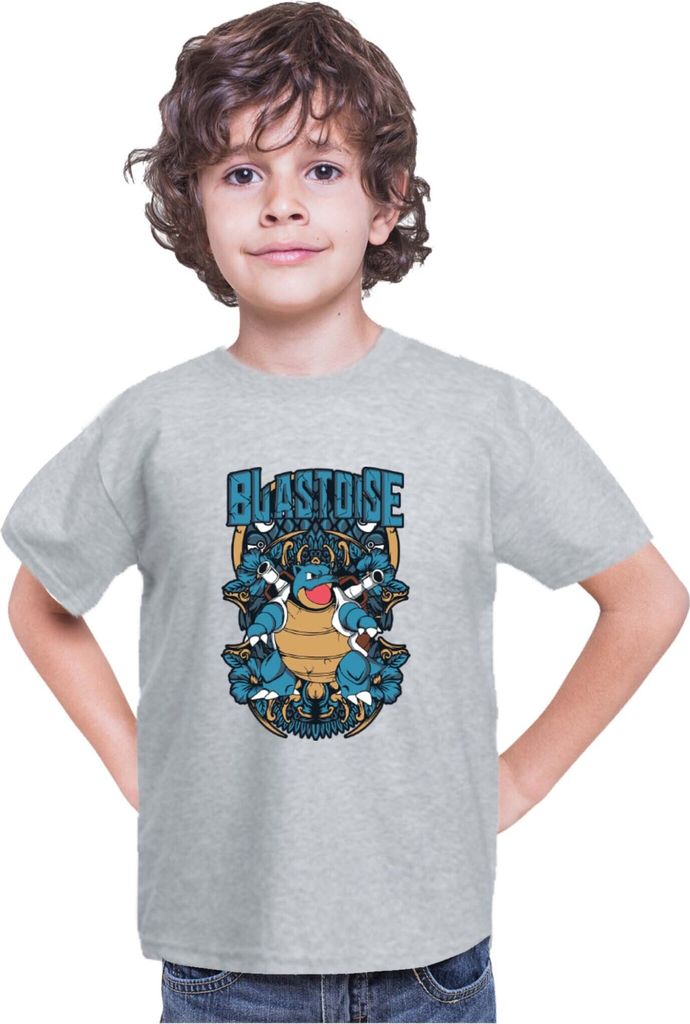 Kinder T-Shirt Japan Anime Manga Pokemon Blastoise, 5-6 Jahr - 116 / Grau