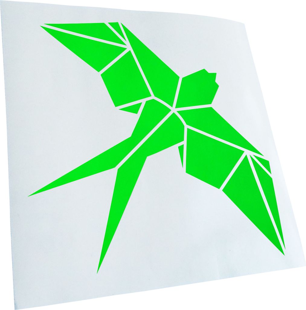 Kiwistar - Autoaufkleber - Papierfalten Vogel M2 - Neongrün - 60x60cm - Aufkleber für Auto, Laptop, Fahrrad, LKW, Motorrad mehrfarbig JDM Decal R...