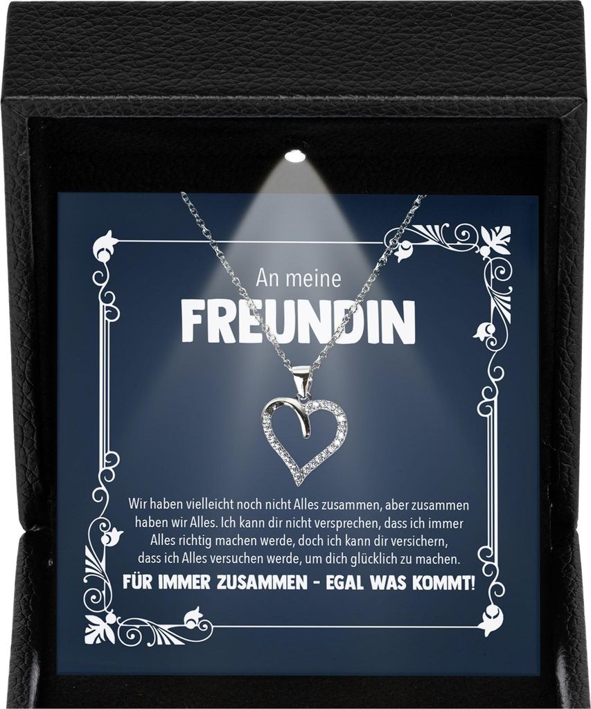 22Feels Freundin Ich Liebe Dich Geschenk Frauen Schmuck - Silber 925/000 Herz Halskette - Damen Valentinstag für Sie Jahrestag Schatz - Karte Prem...
