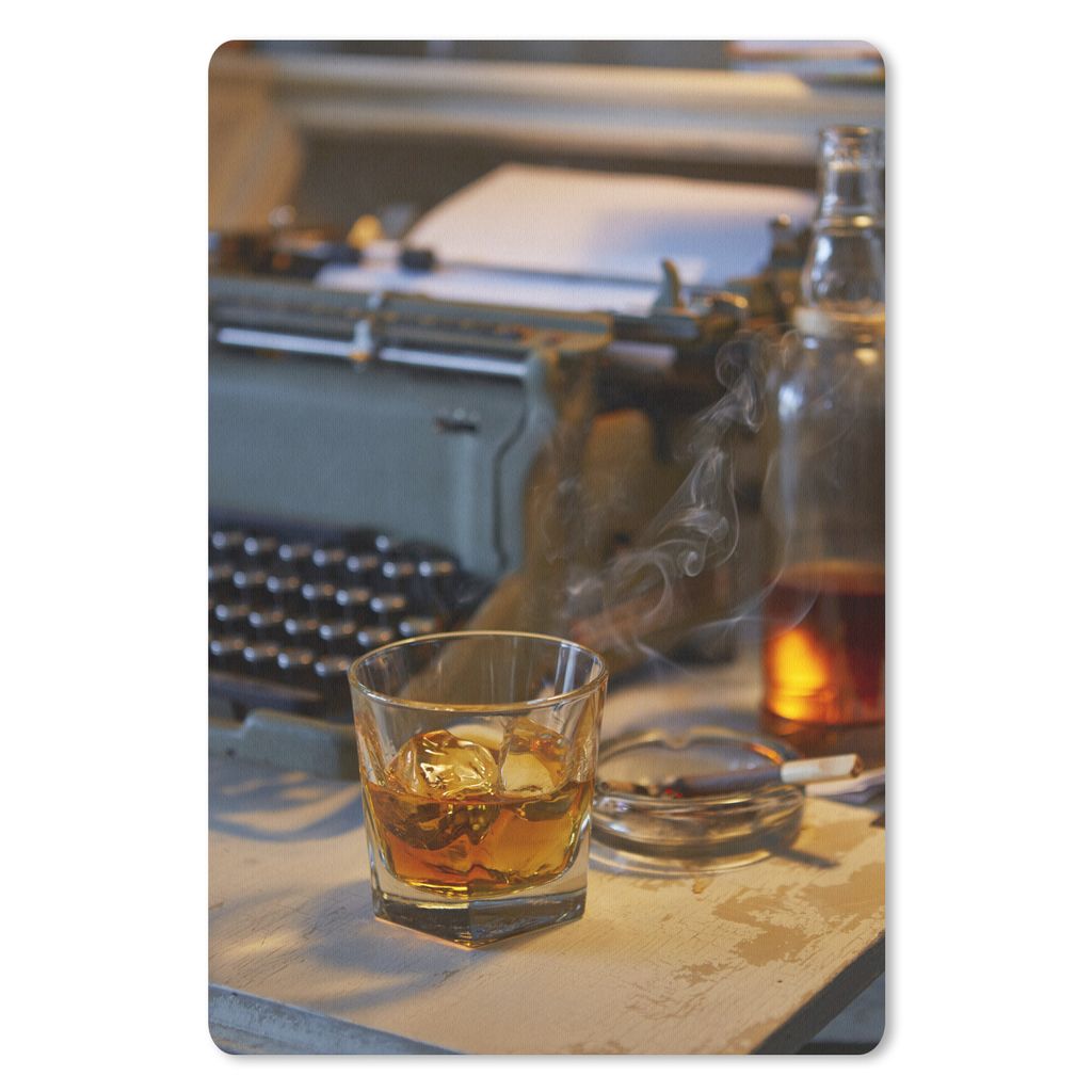 MuchoWow Mauspad Mousepad Schreibmaschine - Whiskey - Zigarre - Vintage 40x60 cm - Mousepads - Maus Mat - Pad - Mausunterlage - Schreibtisch Acce...