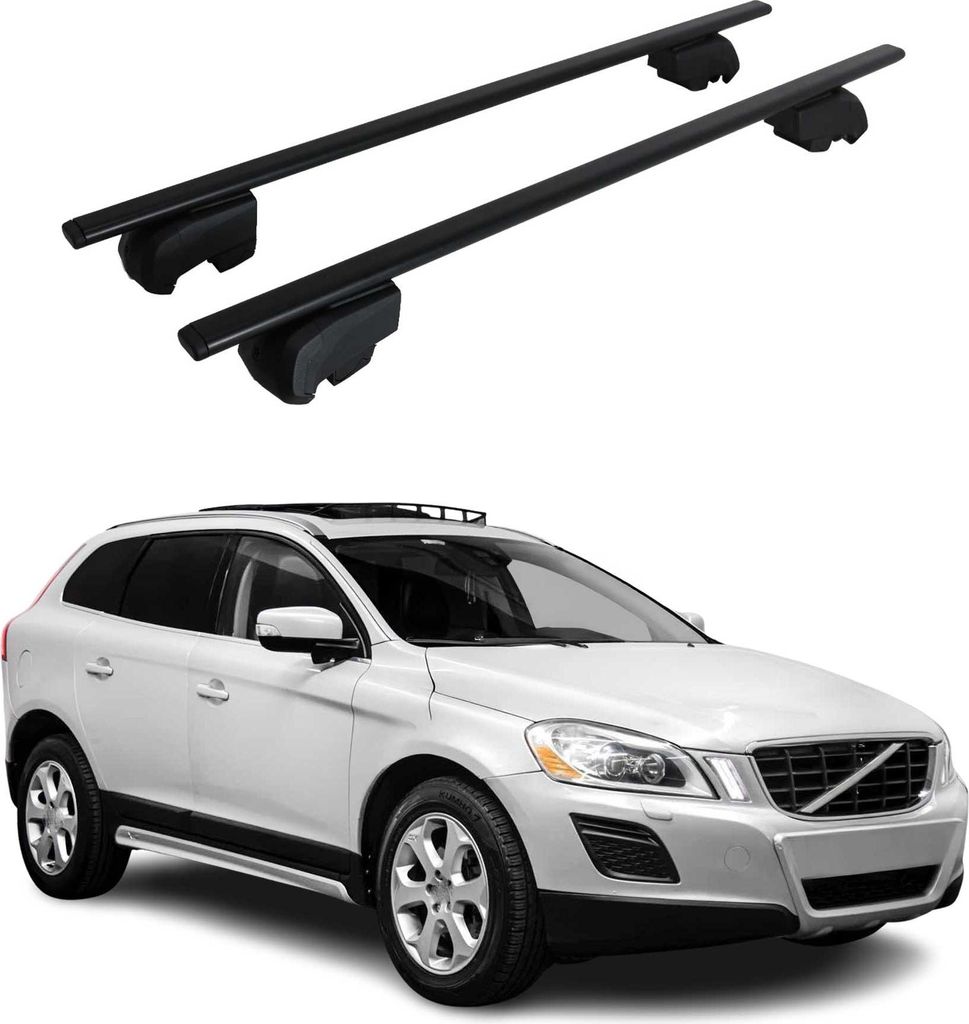 Dachträger Gepäckträger für Volvo XC60 2009-2017 Grundträger ABE Schwarz 2x