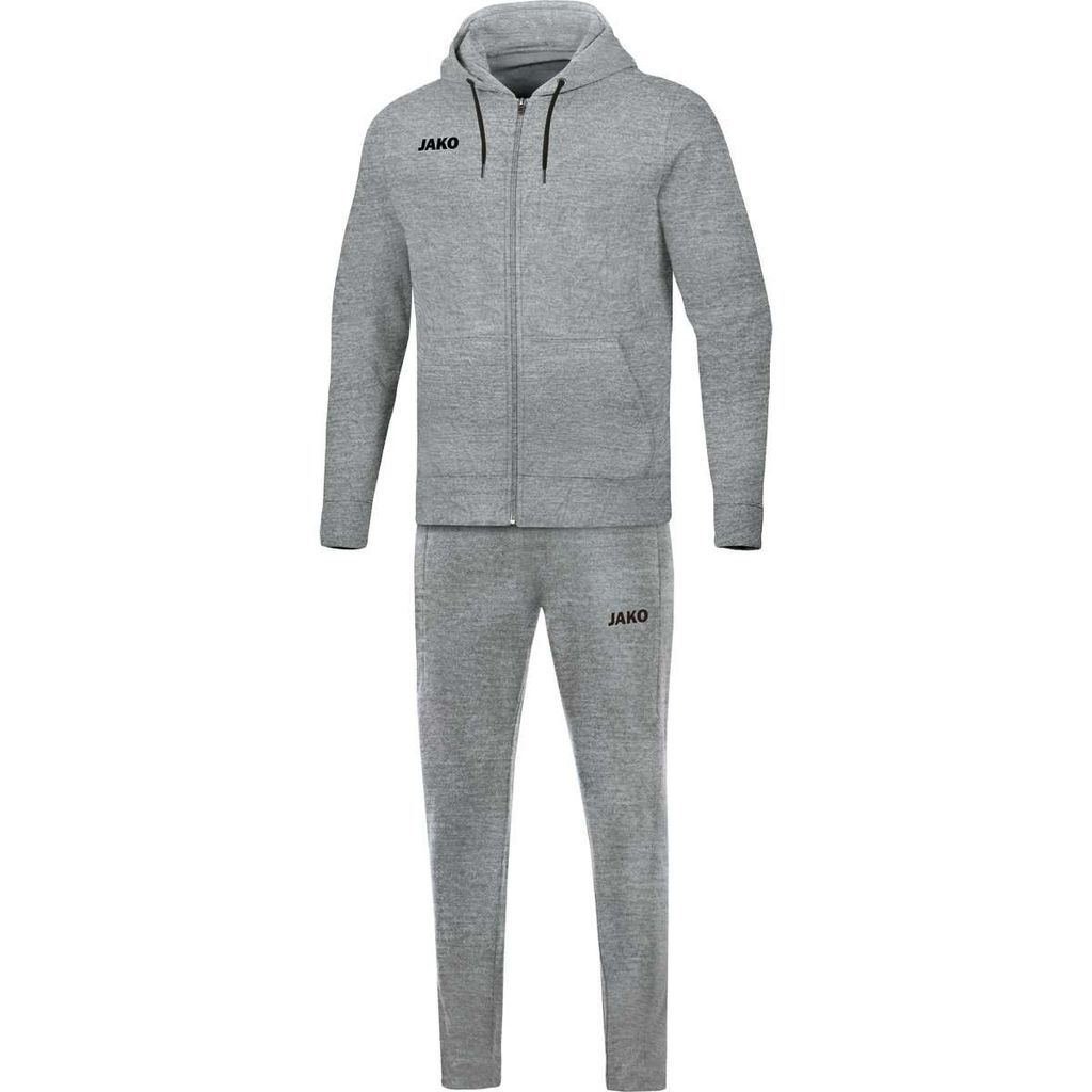 JAKO Unisex Jogginganzug Base mit Kapuze, Farbe:hellgrau meliert, Größe:XL