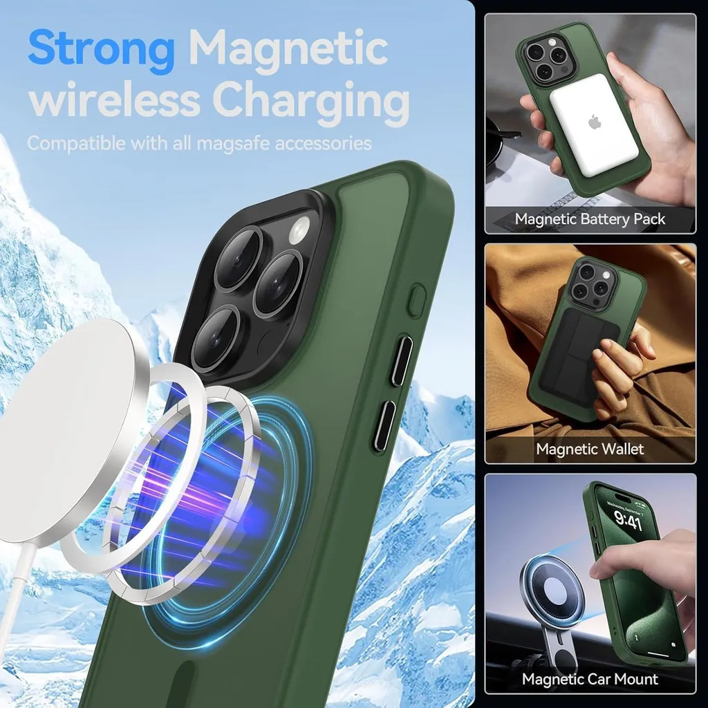Helssitot Custodia Per IPhone 15 Pro Max Con MagSafe E Protezione Fotocamera - Nera Opaca - 3
