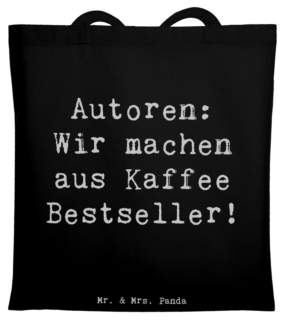 Mr. & Mrs. Panda Tote Bag Spruch Autorin Kaffee - Schwarz - Geschenk, Shopping Tasche, Geschenke für Berufstätige, Jutebeutel, Kaffeepause, festi...