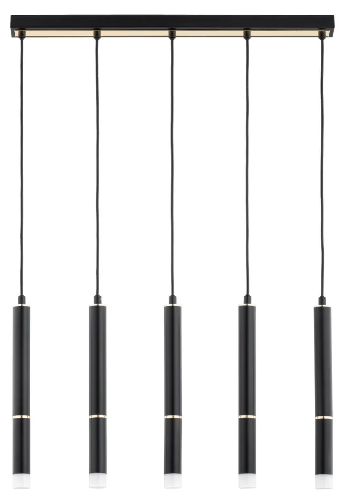 Lustre suspension 5 lumières G9 DERSO noir dorée pour salle à manger