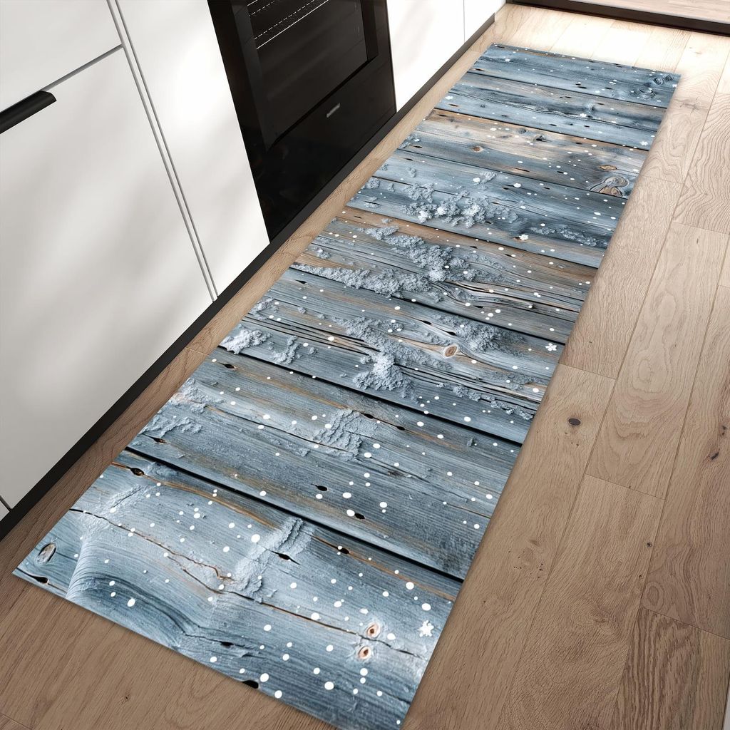 Küchenteppich 60x90cm rutschfest & abwischbar PVC Läufer - Winter Holzpaneele