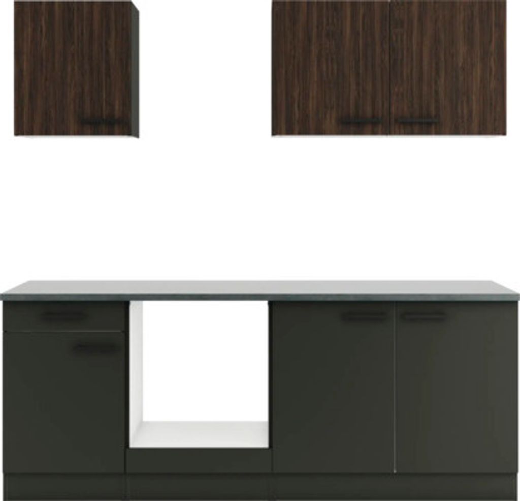 Optifit Küchenzeile ohne Geräte Rimini409/Madrid420 210 cm nussbaum anthrazit matt zerlegt Variante reversibel KPRM 2136