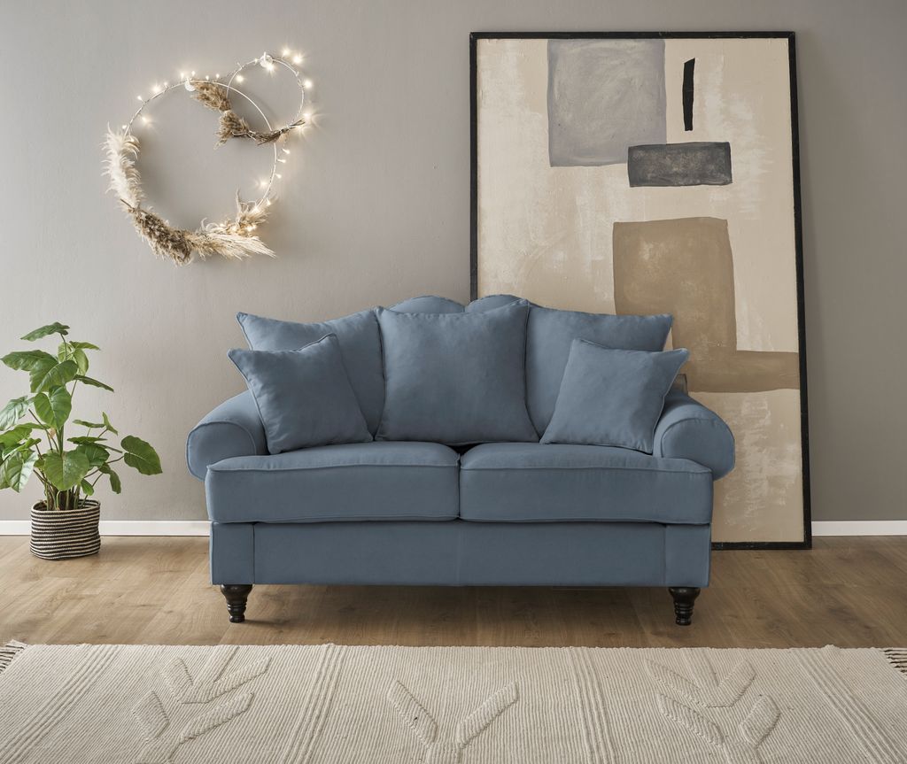 Sofa "Adelina" in blau Landhaus Couch 2-Sitzer 170 cm