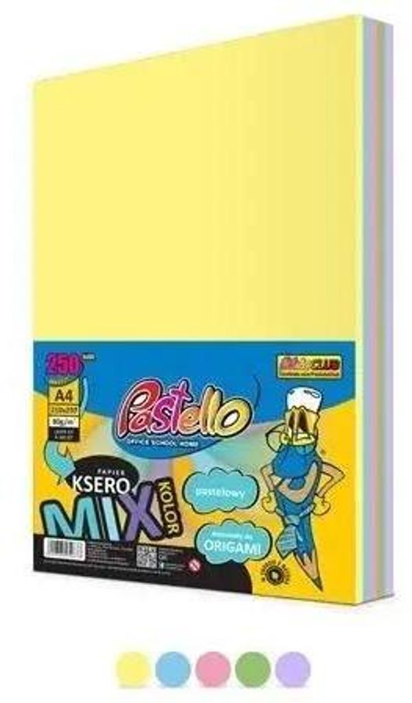 Papier ksero A4 80g 5 kolorów pastelowych 250 arkuszy
