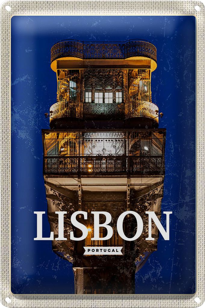 Blechschild Reise 20x30cm Lisbon Portugal Architektur Retro