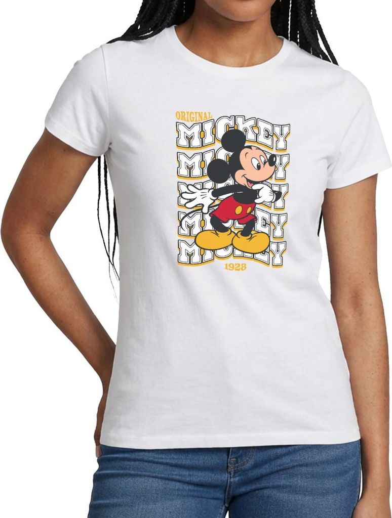 Mickey & Minnie Mickey Mouse Original 1928 Frauen T-Shirt, XXL, Weiß