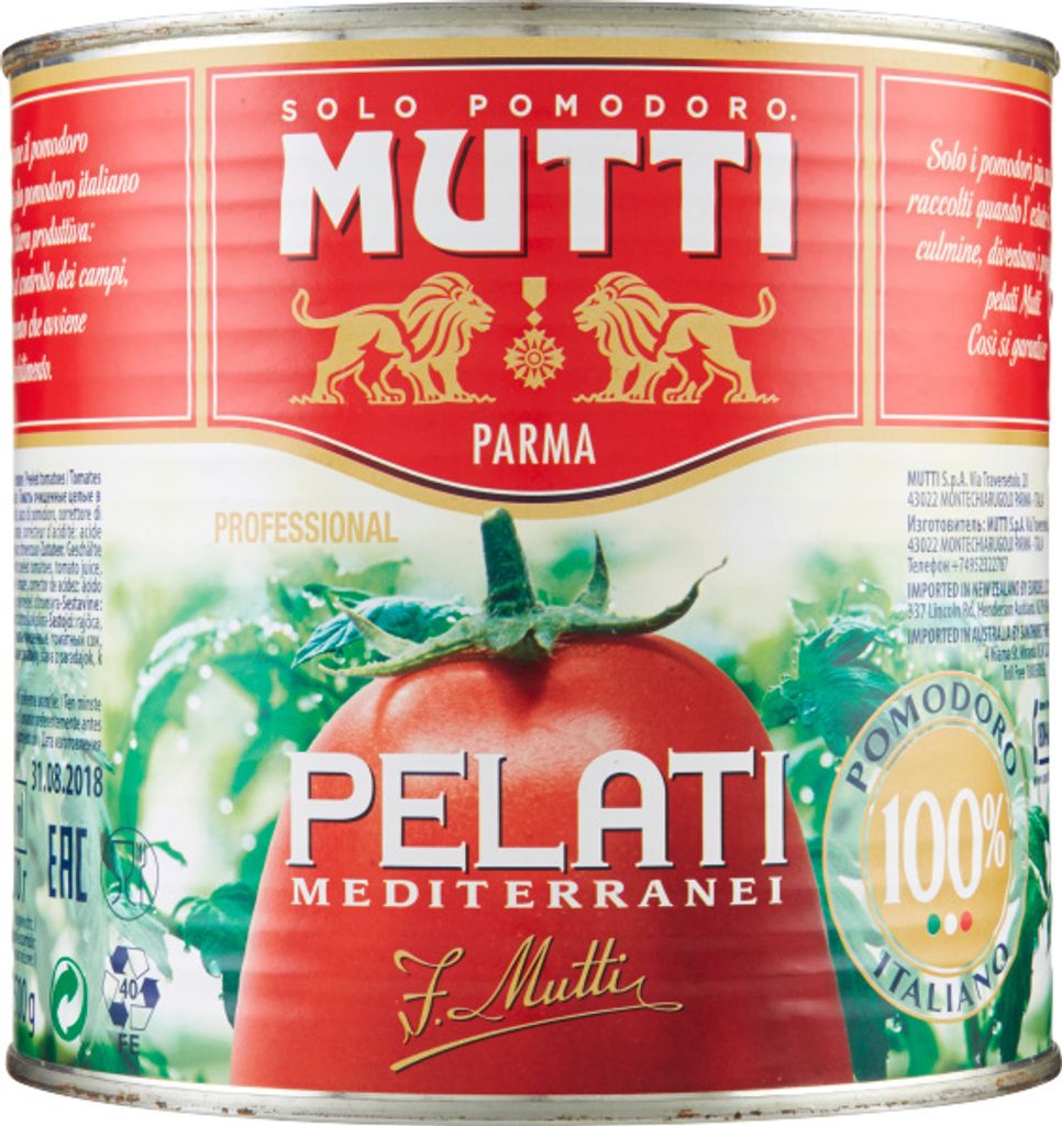 Mutti Parma Pelati Mediterranei Geschälte Tomaten - 2,5 kg Produktbild 