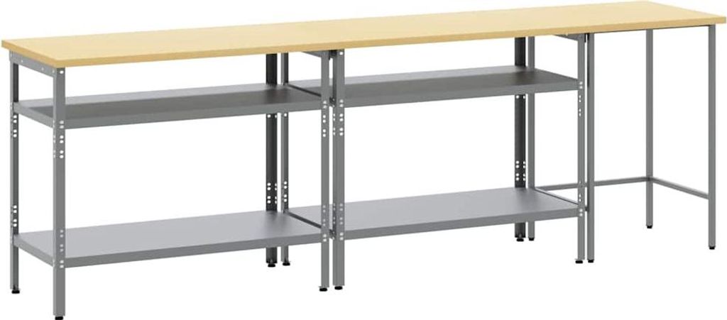 vidaXL Werkbank-Set 3 pcs Beige und Grau Pulverbeschichteter Stahl