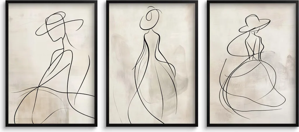 Trittico Poster Boho Chic per Casa Moderna - Quadri Donna con Cornice - 9