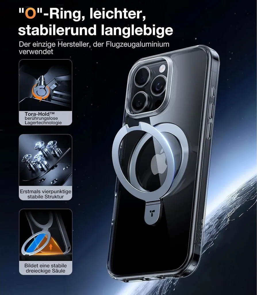 Coque Transparente iPhone 16 Pro Max MagSafe avec Support Ostand Multi-angle - 5