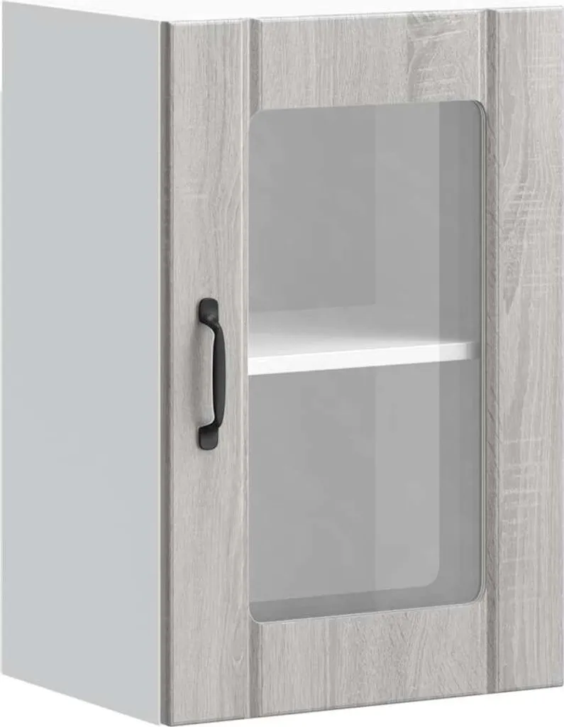 vidaXL Pensile da cucina con anta in vetro Lucca Grey Sonoma