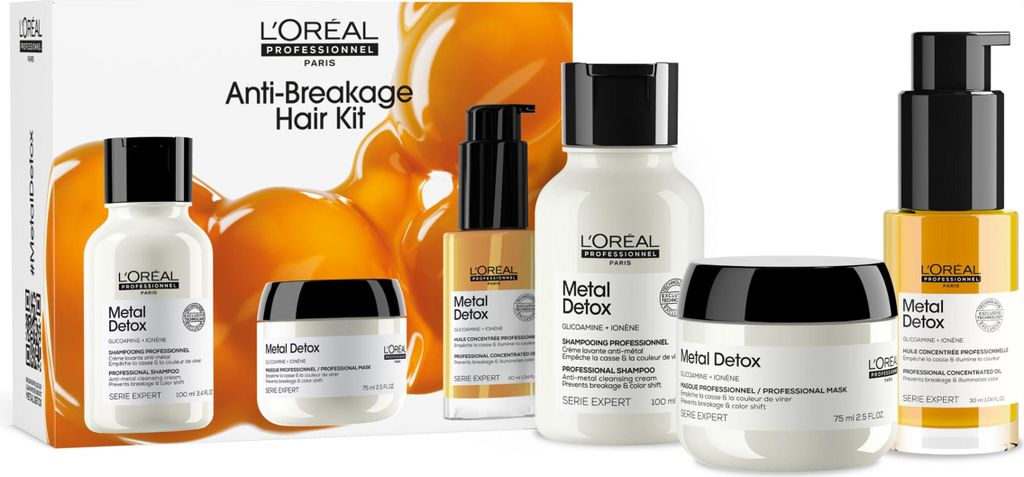 L'Oréal Professionnel Metal Detox Trio Set (Oil 30ml + Shampoo 100ml + Mask 75ml)