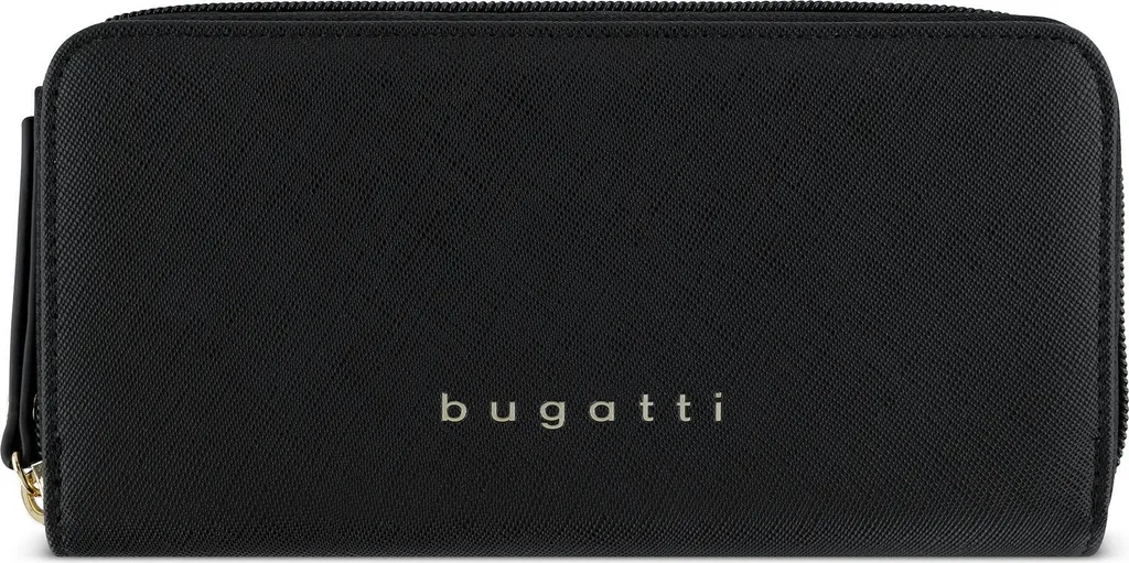 bugatti portafoglio Ella Zip Around Wallet Black Saffiano nero