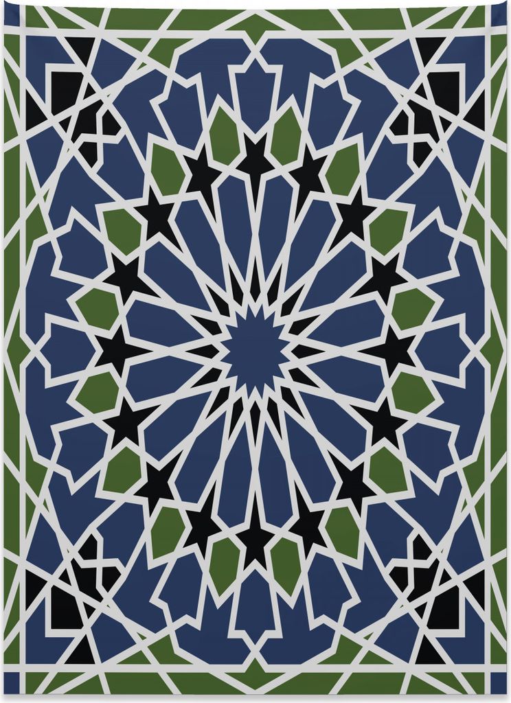 Abakuhaus Arabisch Wandteppich, Arabesque Orient-Mandala aus Weiches Mikrofaser Stoff Kein Verblassen Klare Farben Waschbar, 110 x 150 cm, Olivengr...