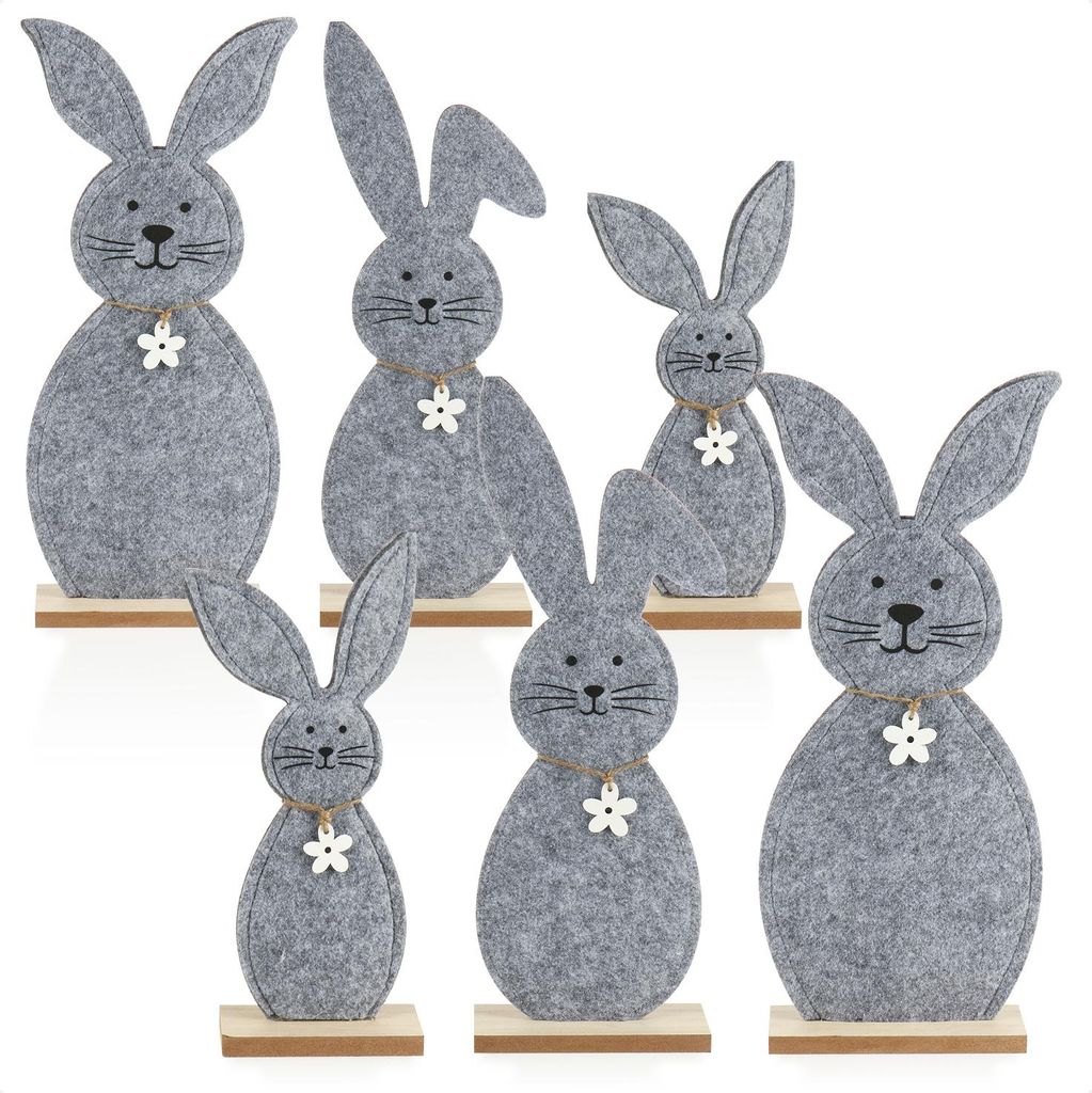 com-four 6x Deko Aufsteller für Ostern - Osterdekoration aus Holz und Filz