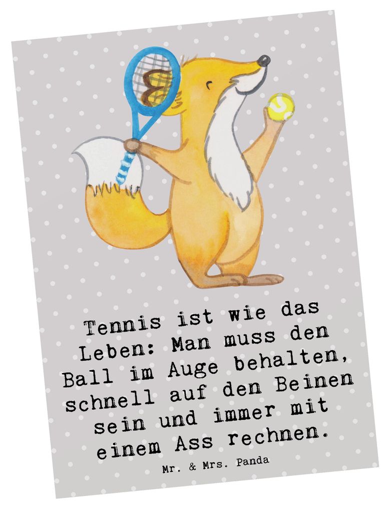 Mr. & Mrs. Panda Postkarte Tennis Lebensweisheit - Grau Produktbild 