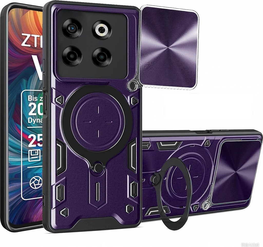 Outdoor Panzer Hülle für ZTE Blade V70 Handyhülle mit Slide Kameraschutz Ringhalter Bumper in Lila