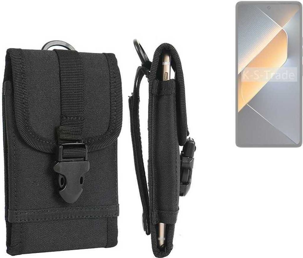 K-S-Trade Holster Handy Hülle kompatibel mit Tecno Pova 6 Holster Handytasche Gürtel Tasche Schutz Hülle Robust Outdoor schwarz