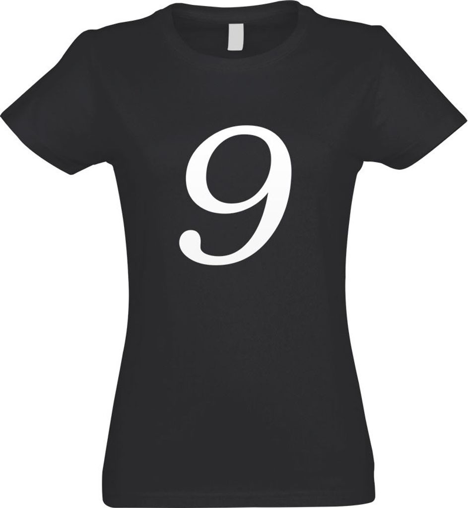Kiwistar - T-Shirt tailliert - Damen - Graphit - Zahl 9 - Zahlen Nummern - mit Motiv Bedruckt - Funshirt Design - Sport - Freizeit - Damen - M