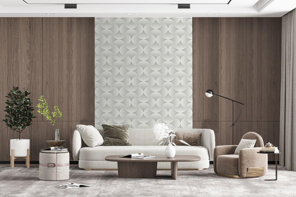 MuchoWow Fototapete für Wohnzimmer oder Schlafzimmer Wandtapete Vinyl Motivtapete Muster - Silber - Retro - 195x300 cm - Das Hintergrundbild
