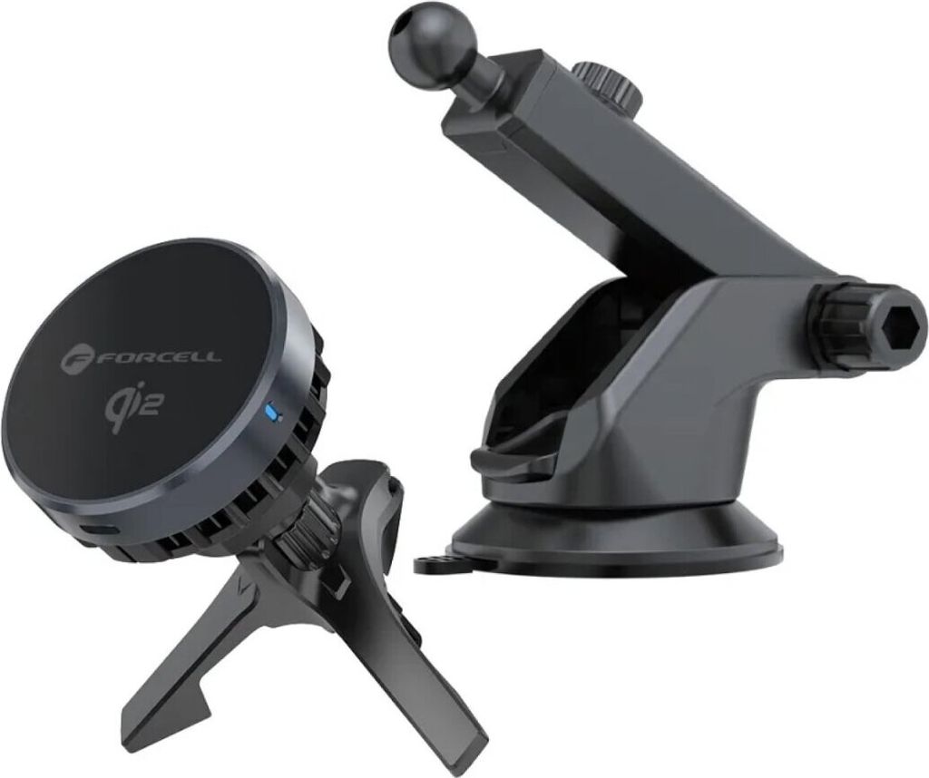 FORCELL F-GRIP Cool Mag Autohalter mit Cold Protect Kühltechnologie und Qi2 15W induktives Laden kompatibel mit MagSafe schwarz