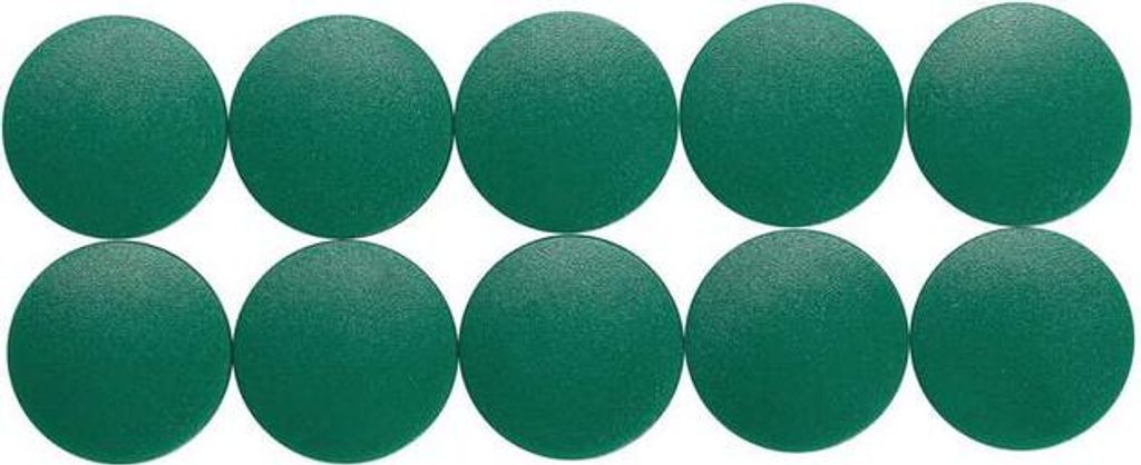 MAUL Magnet rund 10 Stück 0,6 kg Kunststoff Ferrit bruchsicher erodiert lackiert Ø 2.4 x 0.8 cm grün