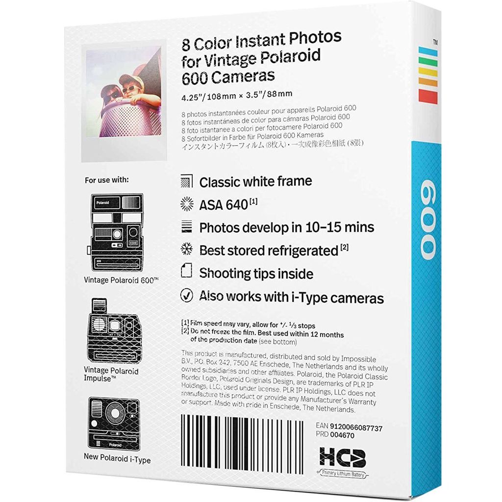 4x Polaroid Original Sofortbildfilm Color 600 für alle Polaroid 600 Kameras **** 