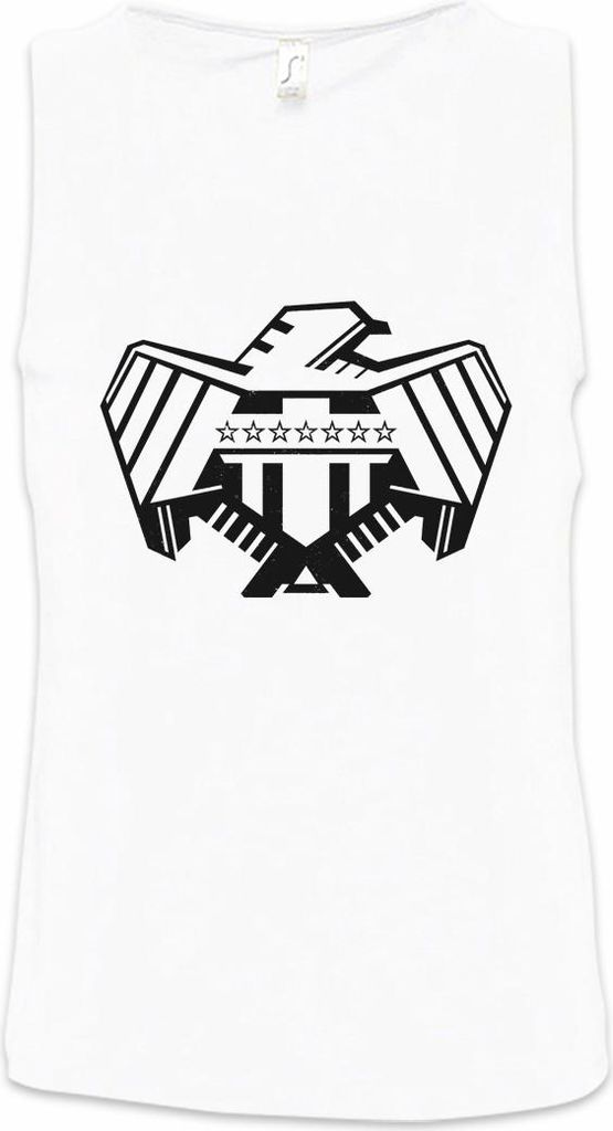 Urban Backwoods Justice Department Logo I, Ärmelloses T-Shirt, Farbe: Weiß, Größe: S