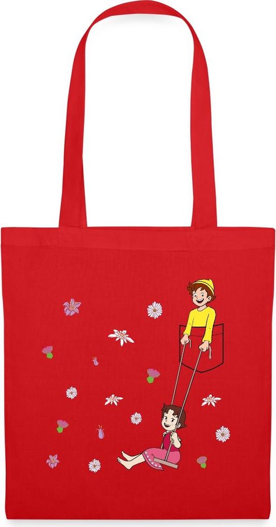 Spreadshirt Heidi Schaukelt Mit Peter Brusttasche Stoffbeutel, One size, Rot