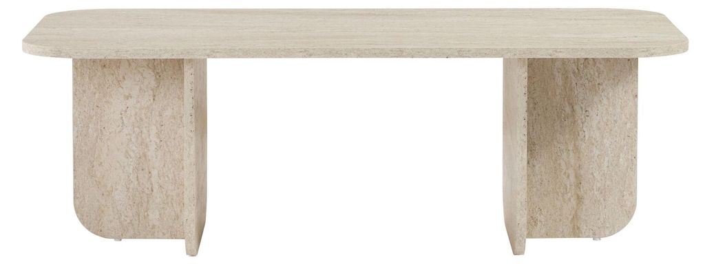 Couchtisch aus Holz "Akira" 120 x 60 x 41 cm - Travertin