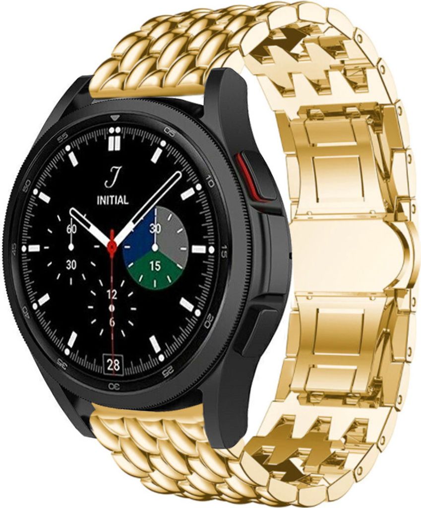Strap-it Samsung Galaxy Watch 4 Classic 42mm Drachenarmband aus Stahl (Gold)