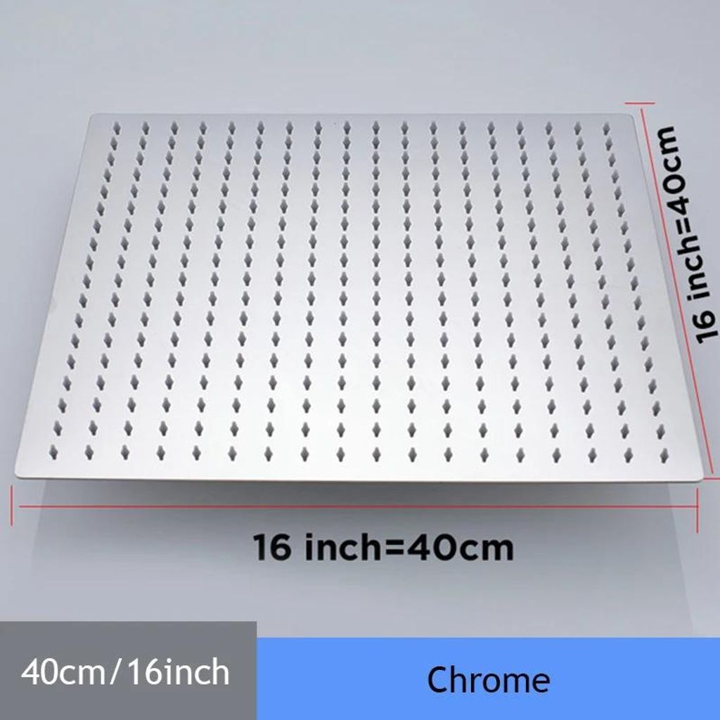 Duschkopf - Quadratische Regendusche 40 cm - Ultradünn - Edelstahl - Wandmontage - Mit Duschstange - Chrom