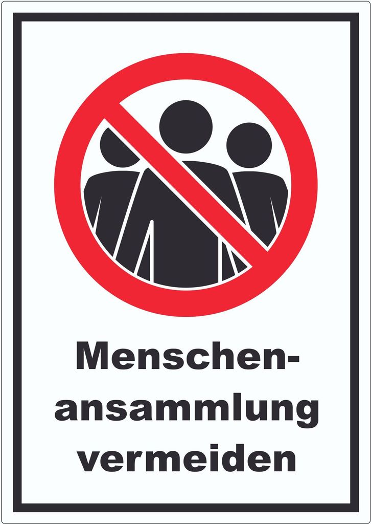 Menschenansammlung vermeiden Symbol und Text Aufkleber A1 (594x841mm)