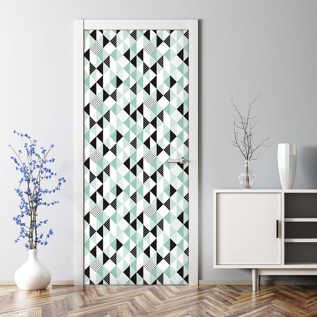 Dekorative Türaufkleber Wand selbstklebend Dekorfolie Türtapete Abstraktion mit Dreiecken 77 x 200 cm