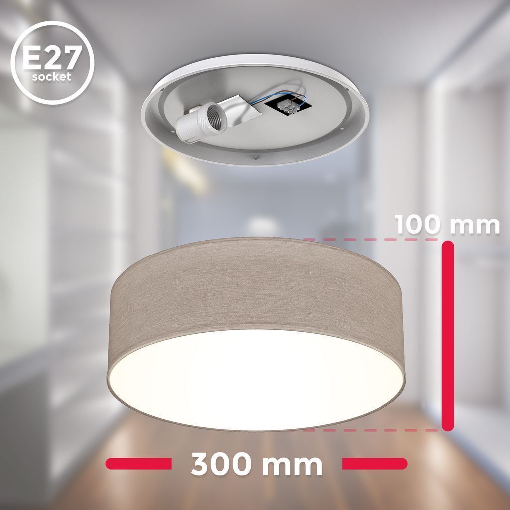 Deckenleuchte Ø30 cm - Stoffschirm, E27 Fassung, 1-flammig, Produktbild 4