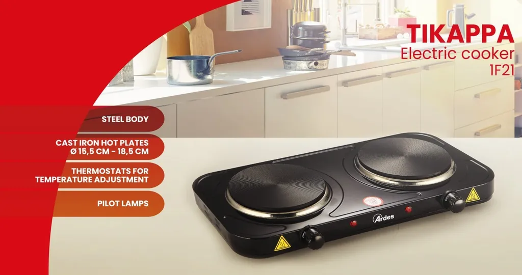 Réchaud Vitrocéramique Ardes AR1F21 pour Kitchenette et Studio 2 Feux