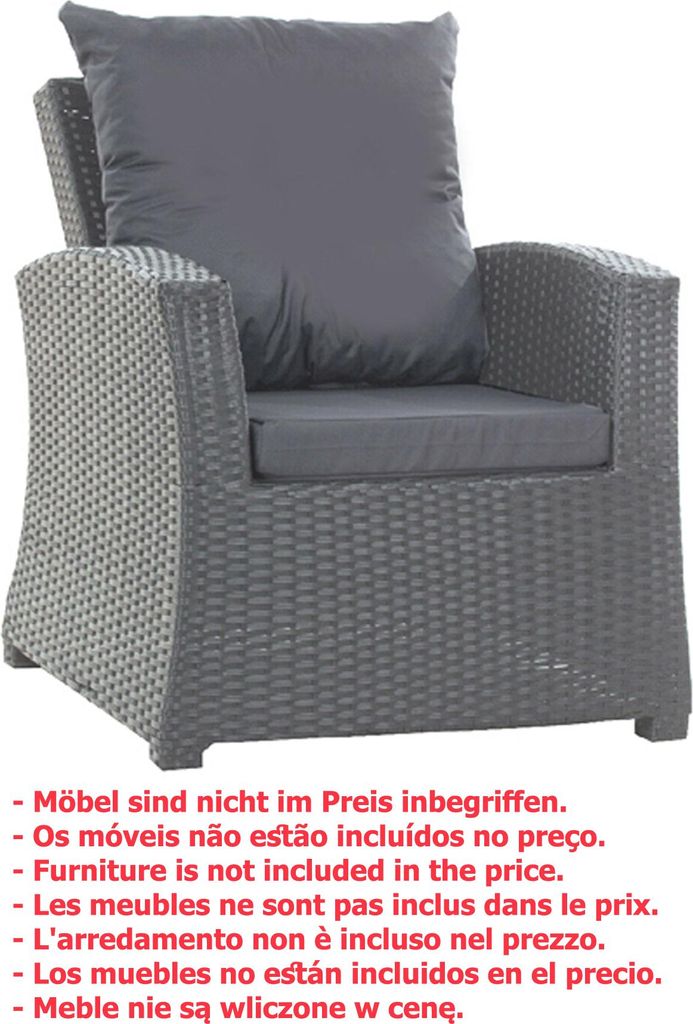 Gartenkissen 6er Set Anthrazit 56x52x7 Sesselkissen Rattan