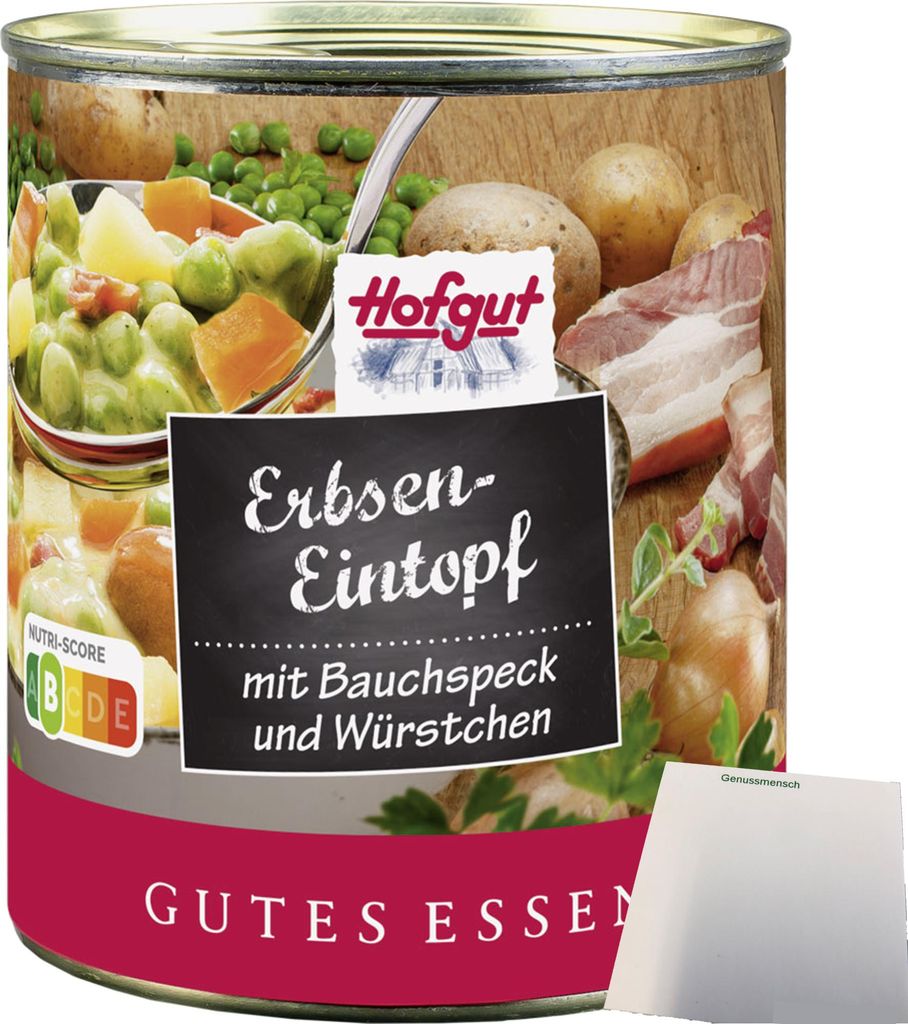 Hofgut Erbseneintopf mit Bauchspeck & Würstchen (800g Dose) + usy Block