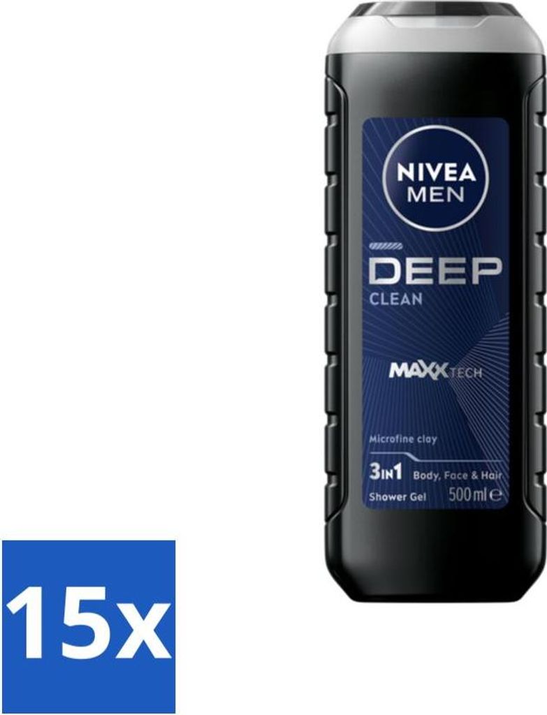 NIVEA MEN - Duschgel - Tiefenreinigung 3-in-1 - 500 ml - Vorteilspack - 15 Stücke