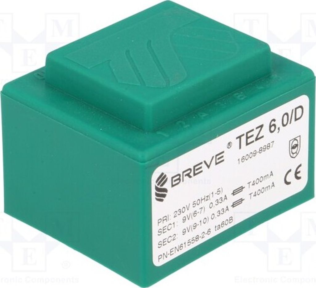 1x Transformator: überzogen 9V 230VAC 333,3mA 6VA 9V 333,3mA TEZ6/D230/9-9V -Tran