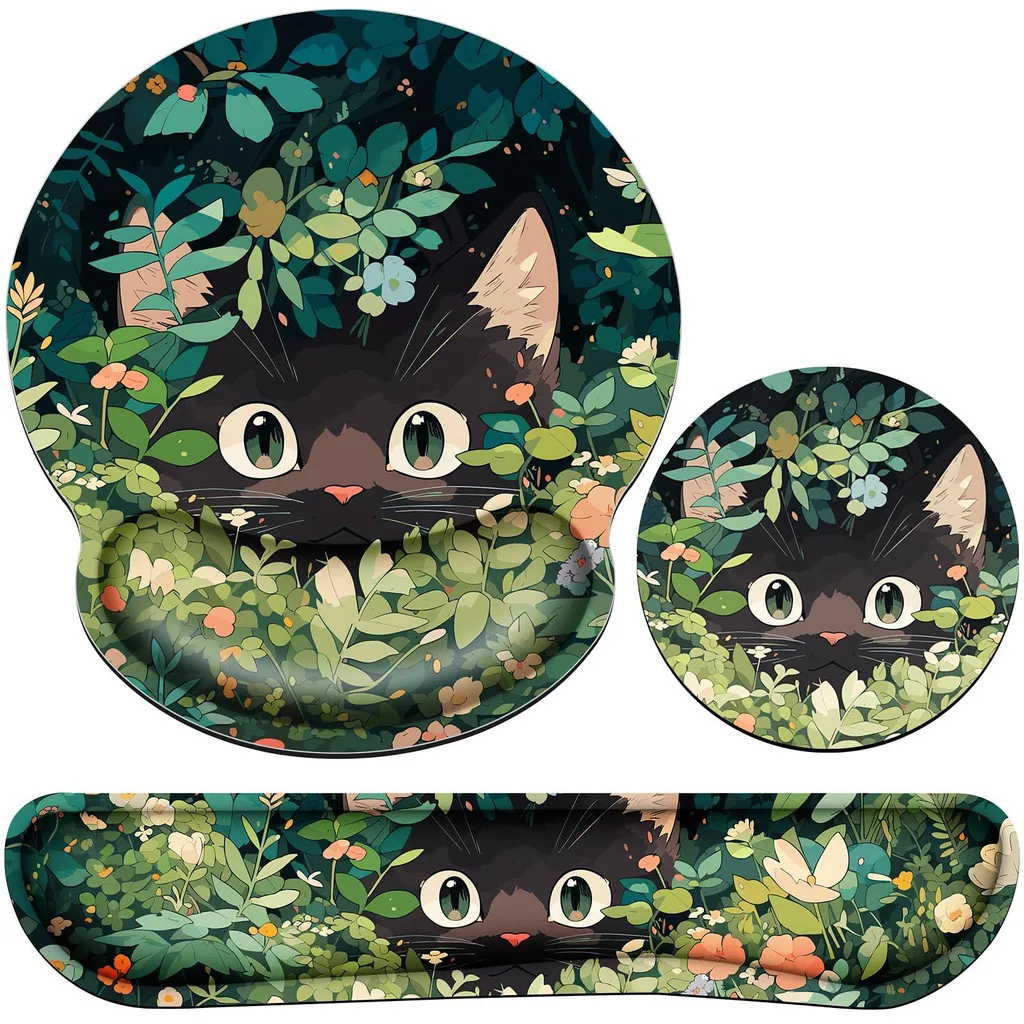 Ensemble tapis de souris ergonomique 3-en-1 avec repose-poignet gel