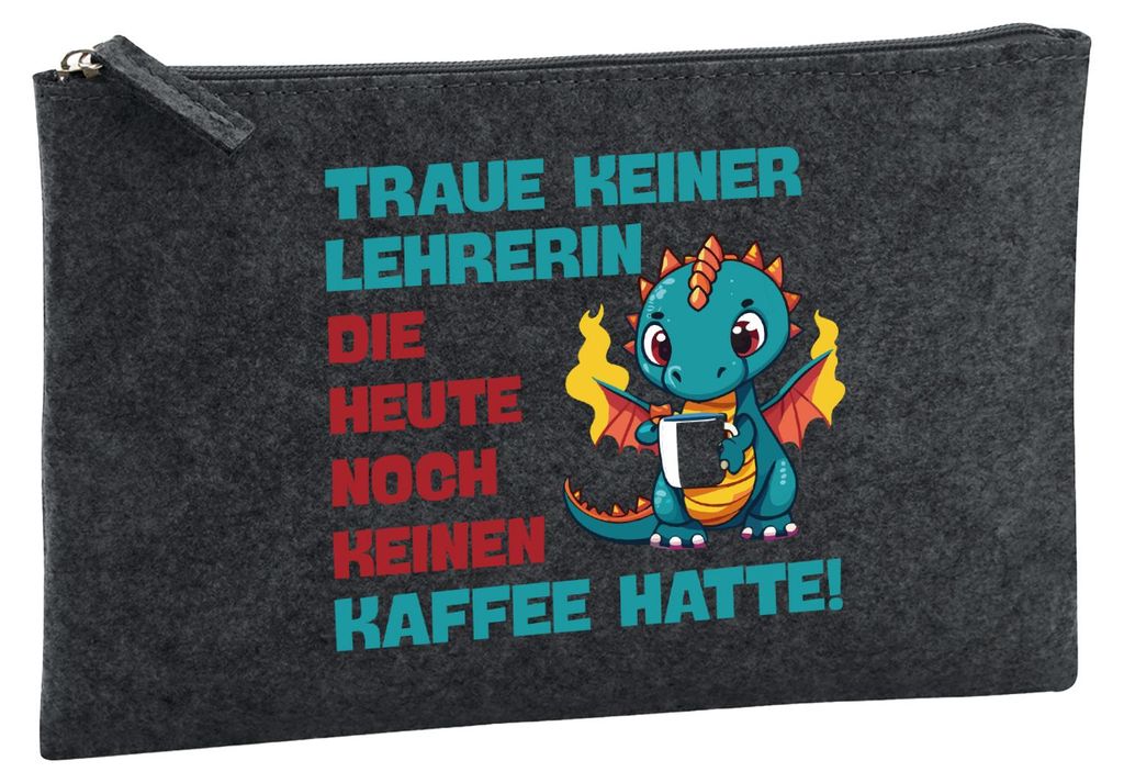 Huuraa Kulturbeutel Lehrerin trauen noch keinen Kaffee hatte 1 Liter Charcoal Filz Kosmetiktasche Geschenkidee