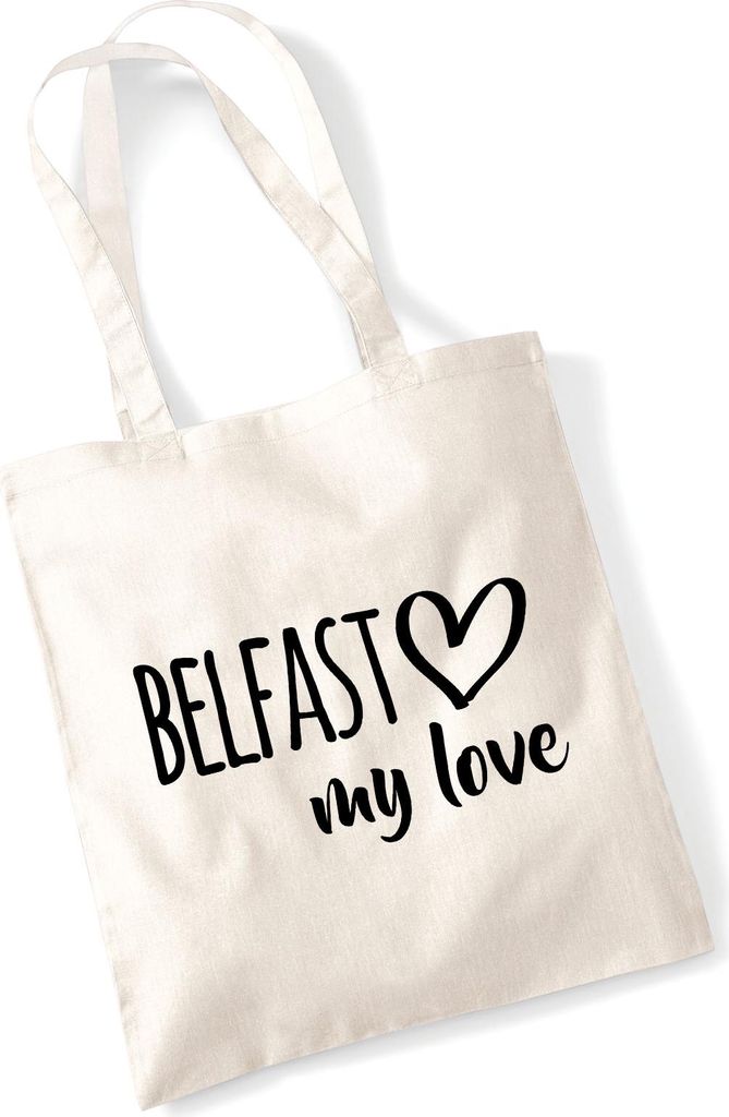 Huuraa Jutebeutel Belfast my love 10 Liter Natural Baumwolle Tasche Geschenkidee