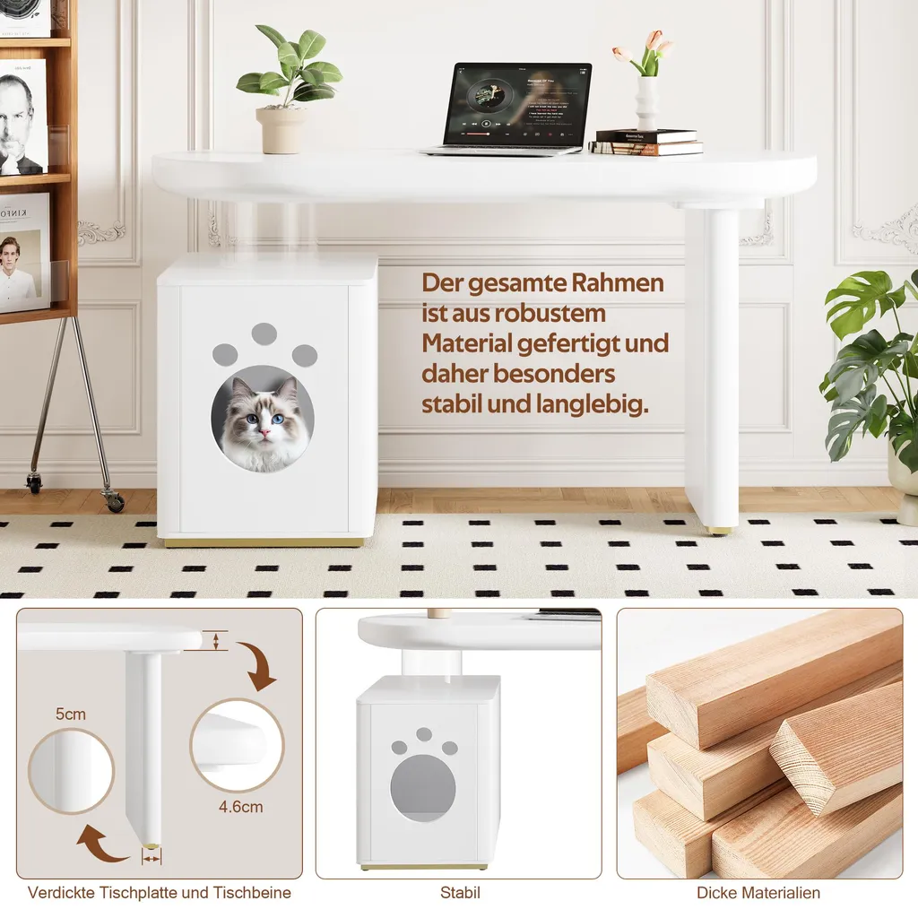 Bureau avec Grotte Chat : Solution Gain de Place et Confort Animal - 4
